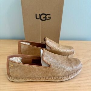 UGG Sandrinne II Women’s Metallic Gold - Slip-On Loafer Espadrille Size: 9 NWT